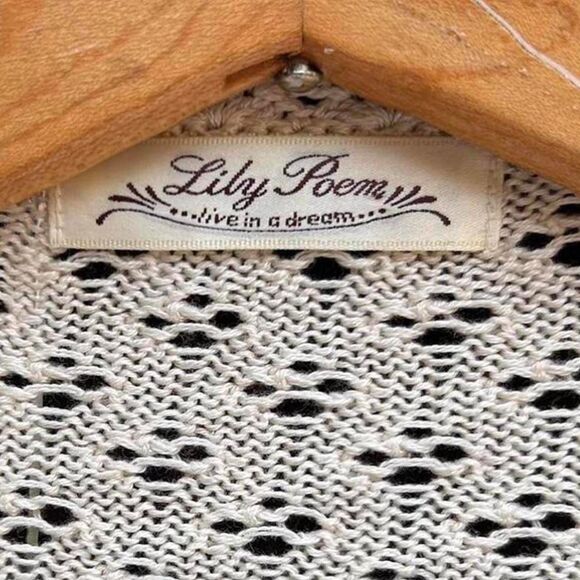 Cottage core vintage daisy flower child cream crotchet knit 3d daisy cardigan S - Picture 5 of 8